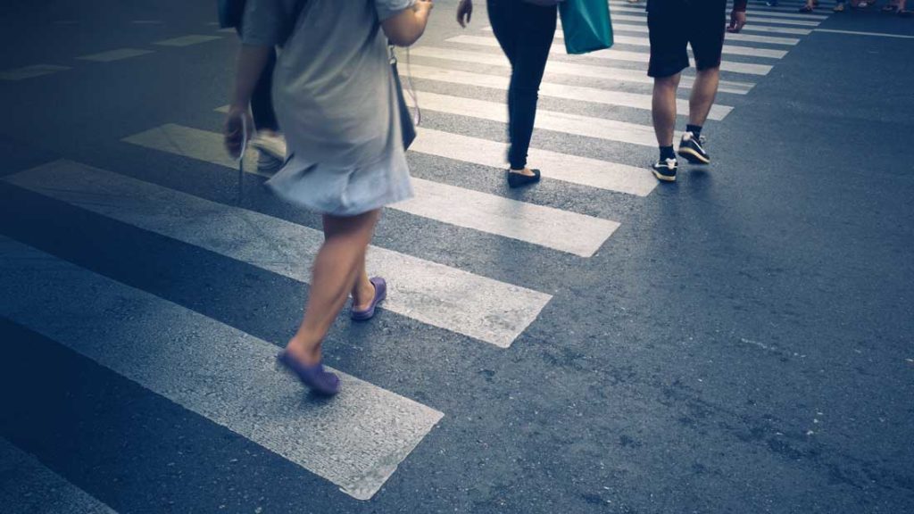 pedestrians in cross walk